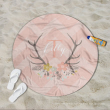 China maufacturer custom pink Lilly pattern girls women Round Beach Towel RBT-184